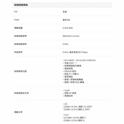 TP-LINK Flex Bridge 5 Omada 5 GHz 867 Mbps 室內/戶外長距離無線網橋 TP-LINK Flex Bridge 5 Omada 5 GHz 867 Mbps 室內/戶外長距離無線網橋